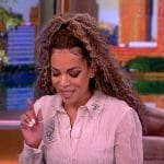 Sunny’s white linen embellished shirtdress on The View
