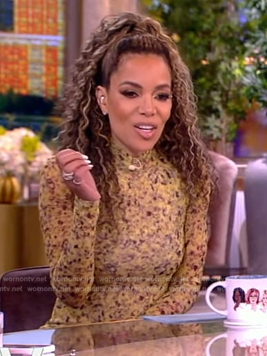 Sunny’s yellow printed mesh dress on The View