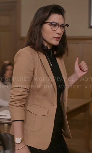 Susan’s camel blazer on So Help Me Todd