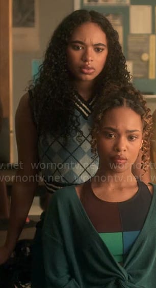 Tabby’s blue argyle sweater vest on Pretty Little Liars Original Sin