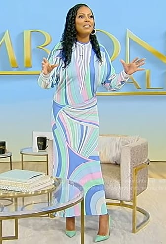 Tamron’s abstract print dress on Tamron Hall Show