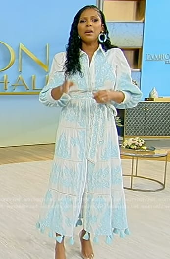 Tamron’s embroidered shirtdress on Tamron Hall Show