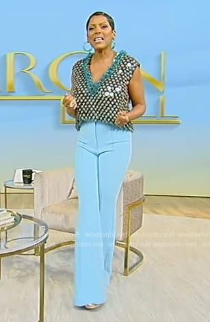 Tamron’s sequin fringe top and pants on Tamron Hall Show