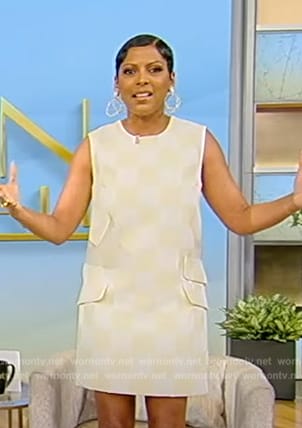 Tamron’s printed sleeveless dress on Tamron Hall Show