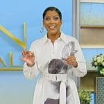 Tamron’s white floral print shirtdress on Tamron Hall Show