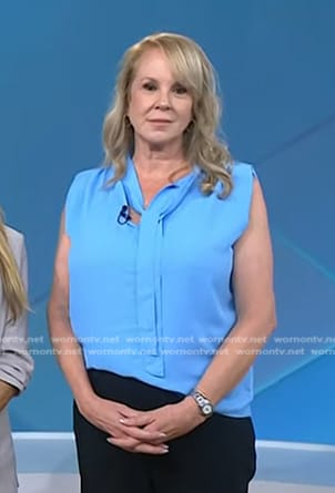 Tanya Brown’s blue tie neck top on Today