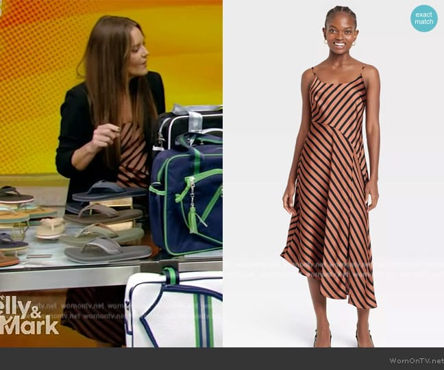 A New Day Asymmetrical Midi Slip Dress worn by Monica Mangin on Live with Kelly and Mark