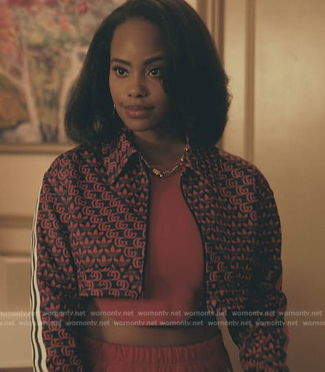 Tatiana’s logo monogram cropped jacket on The Chi