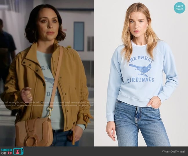 The Great The Shrunken Sweatshirt W/ Perched Cardinal Graphic worn by Maddie Kendall (Jennifer Love Hewitt) on 9-1-1