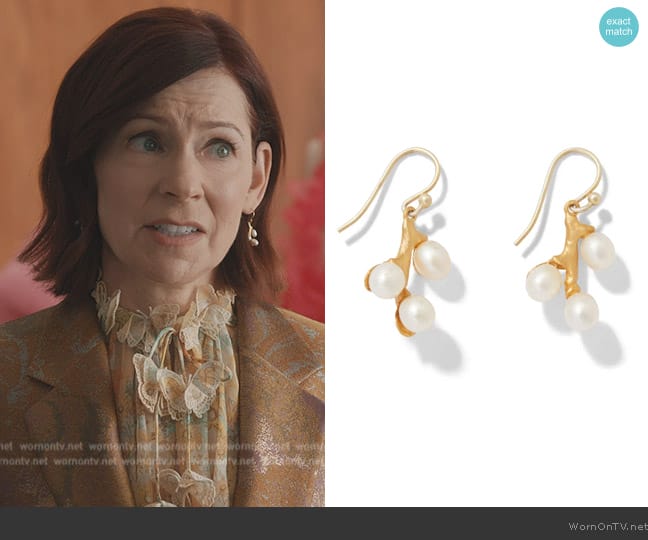 The Met Museum Willow Catkins Pearl Drop Earrings worn by Elsbeth Tascioni (Carrie Preston) on Elsbeth
