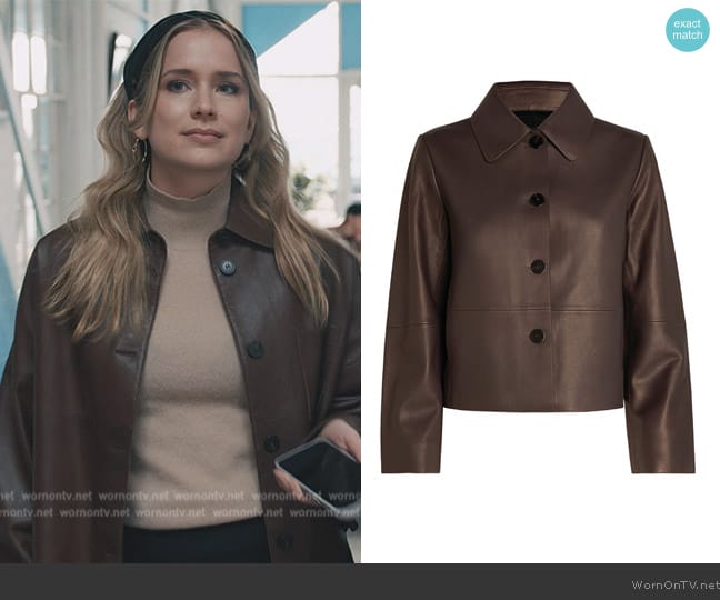 Theory Brown Leather Jacket worn by (Elizabeth Lail) on Elsbeth