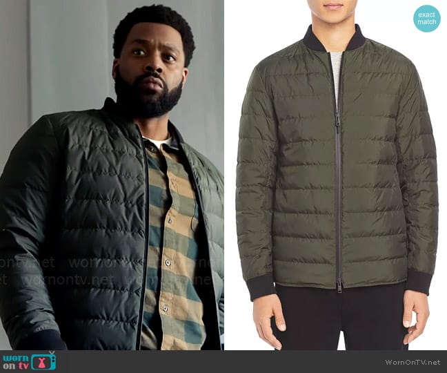 Theory Light-Fill Bomber Jacket worn by Kevin Atwater (LaRoyce Hawkins) on Chicago PD
