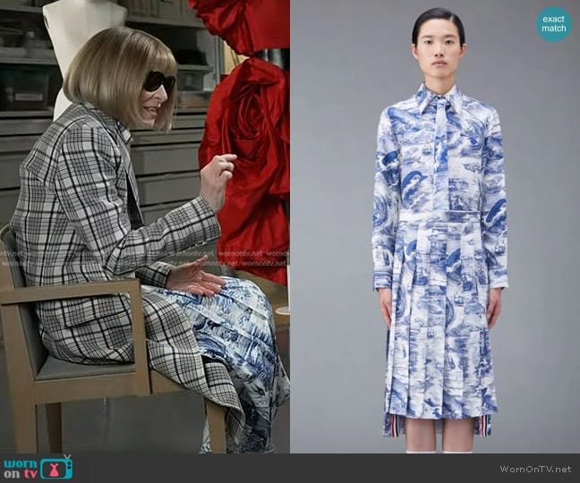 Thom Browne Nautical Silk Twill Toile Easy Fit Shirt worn by Anna Wintour on Today
