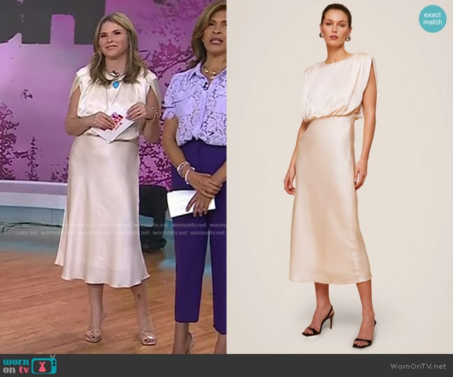 Toccin Flora Strong Shoulder Slip Dress in Ivory worn by Jenna Bush Hager on Today