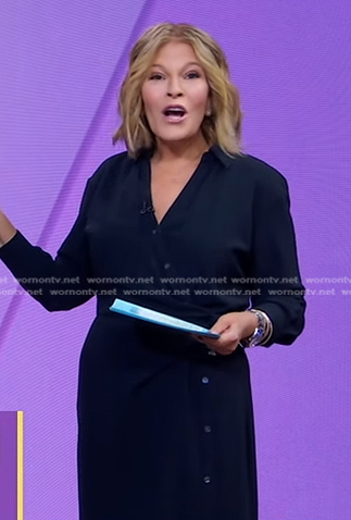 Tory’s navy button down wrap dress on Good Morning America