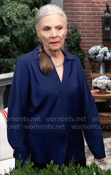 Tracy’s blue collared blouse on General Hospital