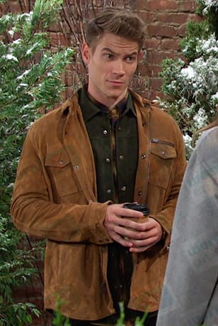 Tripp’s camel suede jacket on Days of our Lives