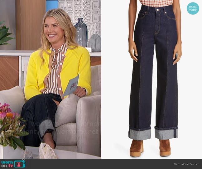 Ulla Johnson The Genevieve Jeans in Tigris Rigid Wash worn by Amanda Kloots on The Talk