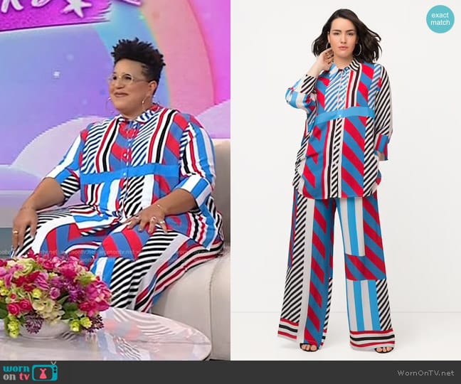 Ulla Popken Clashing Stripes Wide Leg Pants worn by Brittany Howard on Today