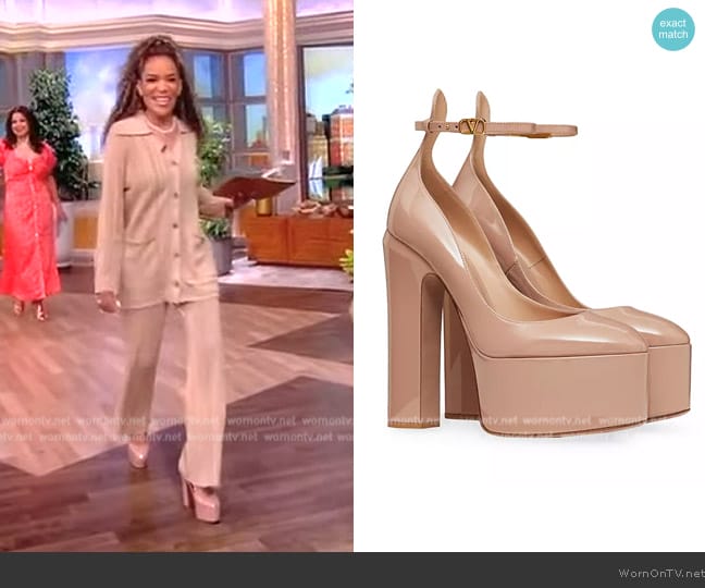 Valentino Garavani Tan-go Platform Pumps In Patent Leather worn by Sunny Hostin on The View