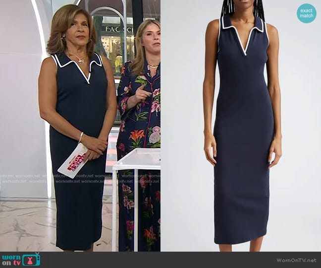 Veronica Beard Darien Contrast Binding Pima Cotton Rib Midi Dress worn by Hoda Kotb on Today
