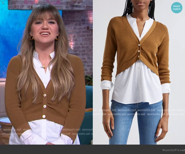 Veronica Beard Leonara Mix Media Top worn by Kelly Clarkson on The Kelly Clarkson Show