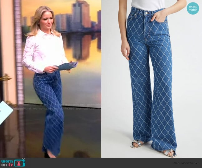 Veronica Beard Taylor High Waist Wide Leg Jeans worn by Sara Haines on The View
