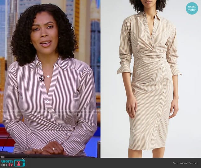 Veronica Beard Wright Stripe Long Sleeve Cotton Shirtdress worn by Shirleen Allicot on Good Morning America