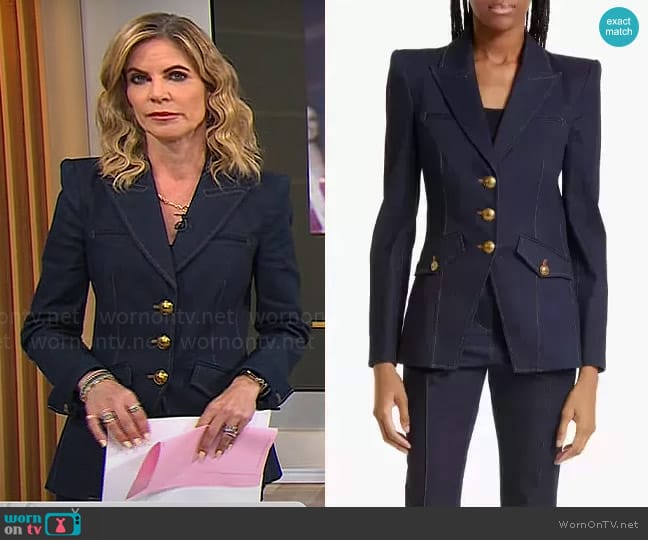 Veronica Beard Anoki Denim Jacket worn by Natalie Morales on CBS Mornings