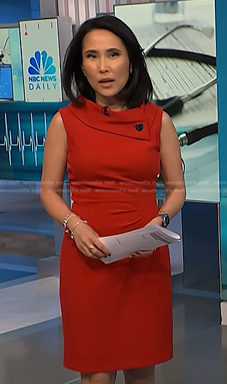 Vicky’s red folded neck sheath dress on NBC News Daily
