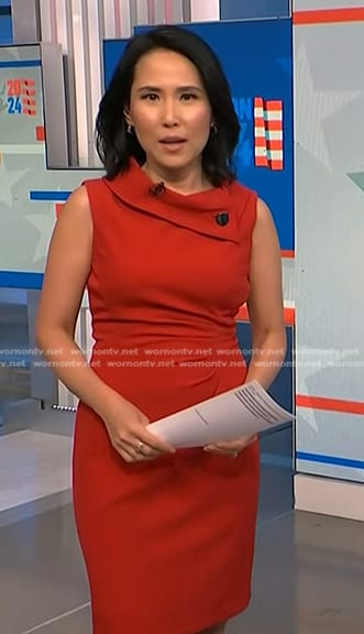 Vicky’s red folded neck sheath dress on NBC News Daily