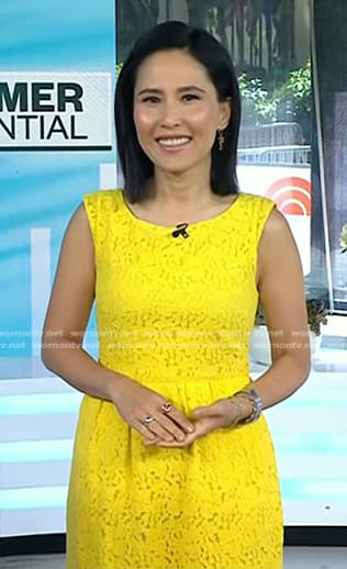 Vicky’s yellow sleeveless lace dress on Today