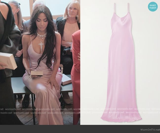 Victoria Beckham Satin Slip Gown worn by Kim Kardashian (Kim Kardashian) on The Kardashians