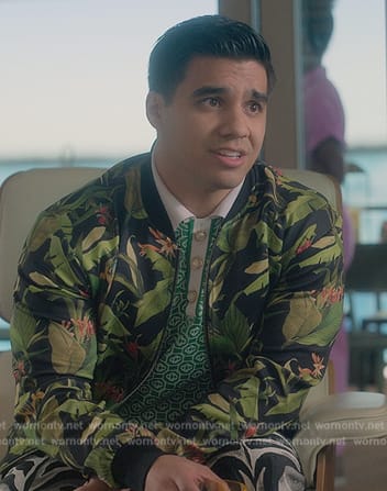 Vivek’s floral bomber jacket on Grown-ish