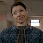 Violet’s quilted denim bomber jacket on Chicago Fire