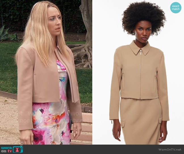 Wilfred Smokes Jacket in Gold Camel worn by Josslyn Jacks (Eden McCoy) on General Hospital