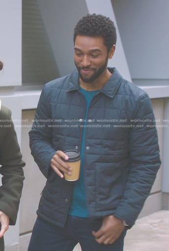 Winston’s navy quilted padded jacket on Greys Anatomy