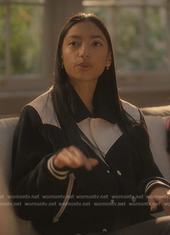 Zaara’s black colorblock jacket on Grown-ish