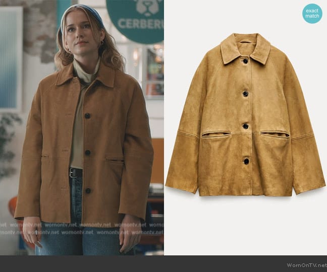 Zara Suede Leather Jacket worn by (Elizabeth Lail) on Elsbeth