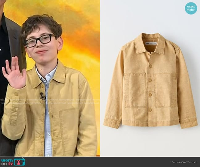 Zara Textured Weave Overshirt in Taupe Brown worn by William A. Fitzgerald on Today