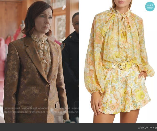 Zimmermann Butterfly Appliqué Long-Sleeve Blouse worn by Elsbeth Tascioni (Carrie Preston) on Elsbeth