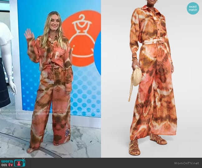 Zimmermann Vacay Tie-Dye Silk Shirt worn by Jasmine Snow on Today