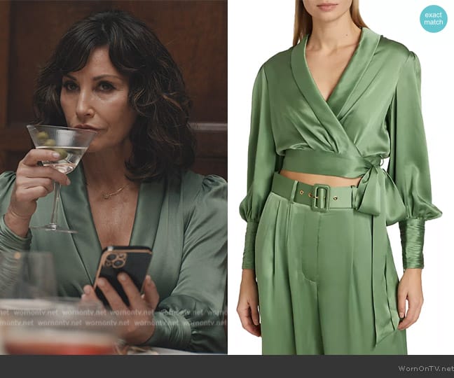 Zimmermann Wrap Silk Crop Top worn by (Gina Gershon) on Elsbeth