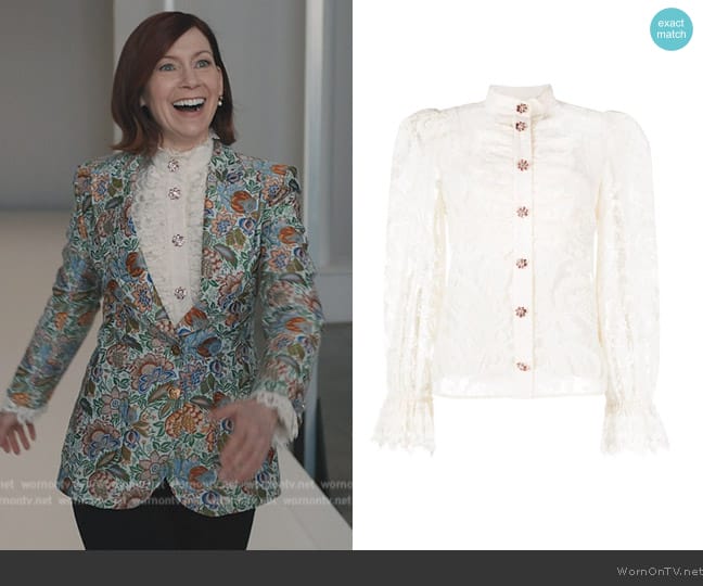 Zimmermann Lyrical Lace Blouse In Cream worn by Elsbeth Tascioni (Carrie Preston) on Elsbeth