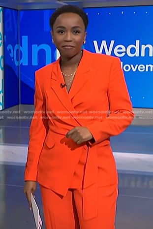 Zinhle’s orange wrap blazer on NBC News Daily