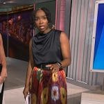 Zinhle’s metallic floral skirt and top on NBC News Daily