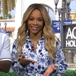 Zuri’s blue floral print dress on Access Hollywood