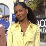 Zuri’s yellow satin blouse on Access Hollywood