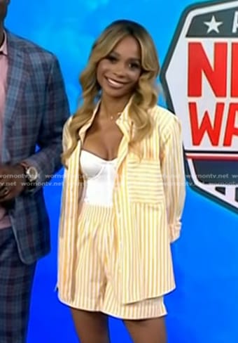 Zuri Hall’s yellow striped oversized shirt and shorts on Today