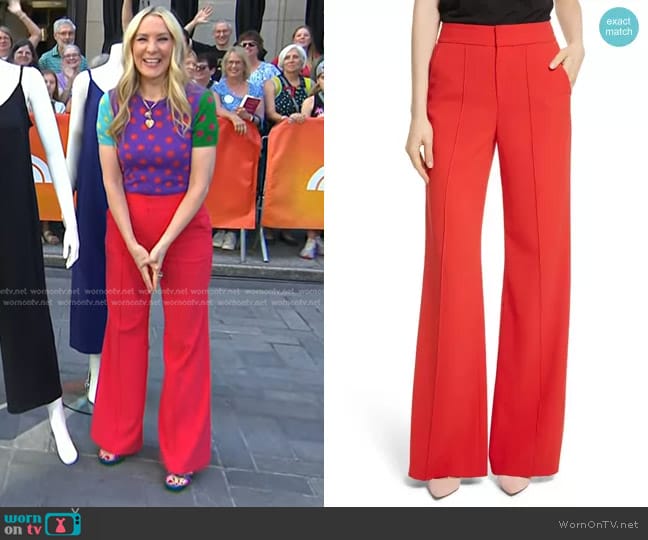 Alice + Olivia Dylan High-Waist Wide Leg Pants worn by Chassie Post on Today